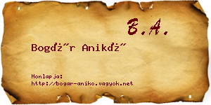 Bogár Anikó névjegykártya