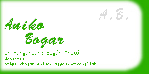 aniko bogar business card