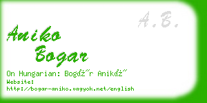aniko bogar business card